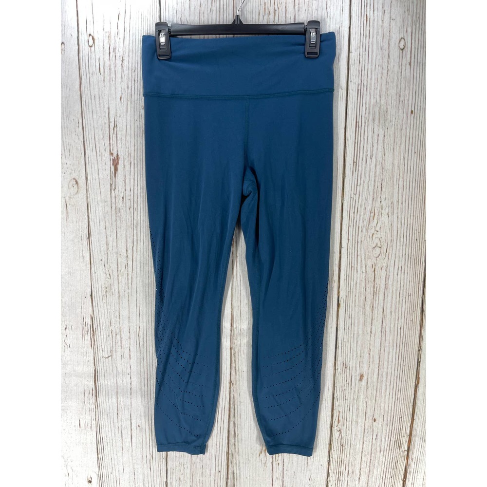 Athleta Leggings Pants Women Size M Green Elation High Rise 7/8 Laser Cut Tight